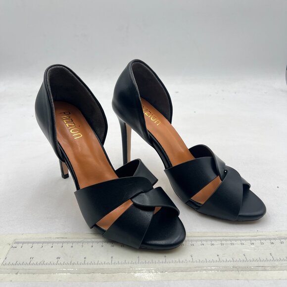 Pazzion Black Sexy Open Toe High Heel Slip On Stiletto Heeled Two Pieces Sandals - Picture 4 of 8